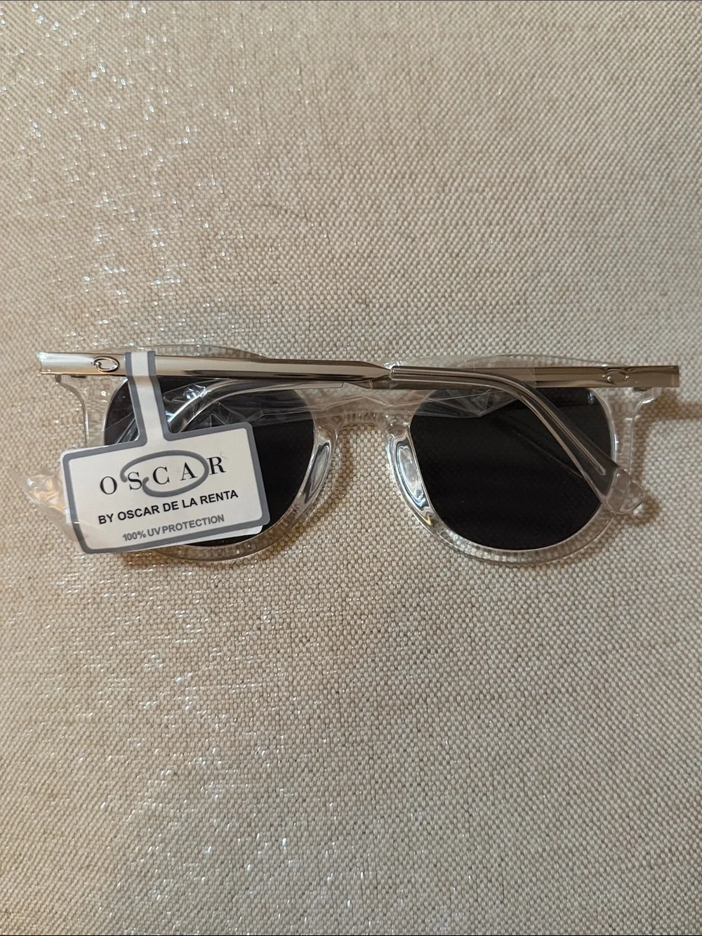 Oscar de la Renta Clear Frame Sunglasses with Brown and Green Lenses